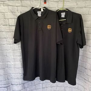 Wear Guard men L 3 button dri wear short sleeve 2 bundle polos black